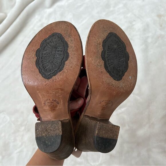 Fiorentini + Baker Heel Suede Open Toe Shoes red braided suede 37 quality - Picture 5 of 8